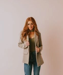 Vendor-unknown Holly Blazer Taupe Tops