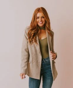 Vendor-unknown Holly Blazer Taupe Tops