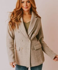 Vendor-unknown Holly Blazer Taupe Tops