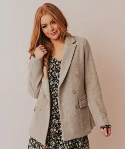 Vendor-unknown Holly Blazer Taupe Tops