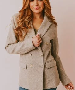 Vendor-unknown Holly Blazer Taupe Tops