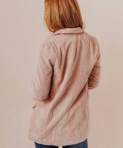 Lucy Avenue Joni Corduroy Jacket Blush Tops