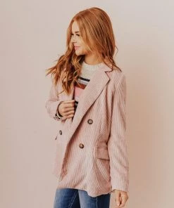 Lucy Avenue Joni Corduroy Jacket Blush Tops