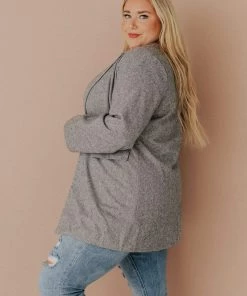 Lucy Avenue Plus Size Eleanor Herringbone Blazer Tops
