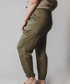 Vendor-unknown Plus Size Ashlyn Moto Joggers Olive