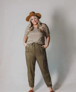 Vendor-unknown Plus Size Ashlyn Moto Joggers Olive