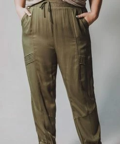 Vendor-unknown Plus Size Ashlyn Moto Joggers Olive
