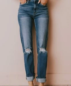 Beau Distressed High Rise Jeans
