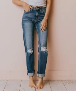 Beau Distressed High Rise Jeans