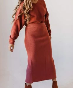 Dionne Sweater Skirt Brick