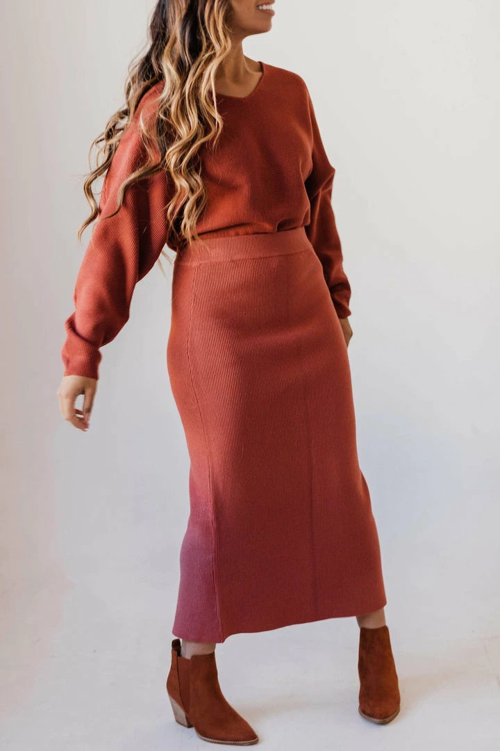 Dionne Sweater Skirt Brick 4 Dionne Sweater Skirt Brick