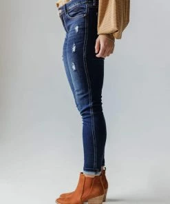 Jeans Elaine Mid Rise Crop Skinny Jean Dark Bottoms