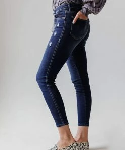 Jeans Elaine Mid Rise Crop Skinny Jean Dark Bottoms