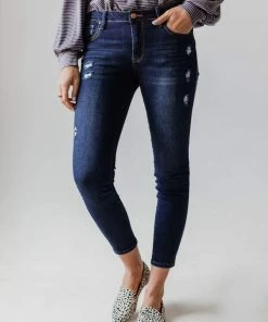 Jeans Elaine Mid Rise Crop Skinny Jean Dark Bottoms