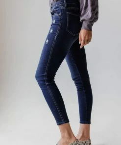 Jeans Elaine Mid Rise Crop Skinny Jean Dark Bottoms