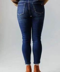 Jeans Elaine Mid Rise Crop Skinny Jean Dark Bottoms