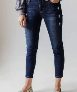 Jeans Elaine Mid Rise Crop Skinny Jean Dark Bottoms