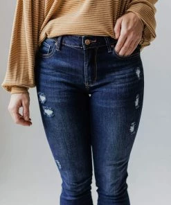 Jeans Elaine Mid Rise Crop Skinny Jean Dark Bottoms