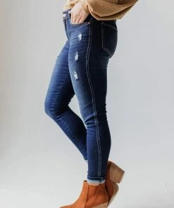 Jeans Elaine Mid Rise Crop Skinny Jean Dark Bottoms