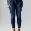 Jeans Elaine Mid Rise Crop Skinny Jean Dark Bottoms