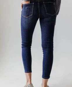 Jeans Elaine Mid Rise Crop Skinny Jean Dark Bottoms