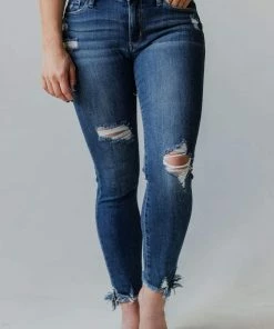 Gianna Cropped Distressed Skinny Jeans Bottoms