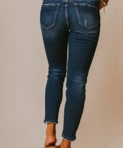 Finch Mid Rise Distressed Skinny Jeans Medium/Dark Wash Bottoms