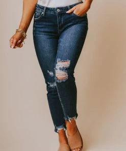 Finch Mid Rise Distressed Skinny Jeans Medium/Dark Wash Bottoms