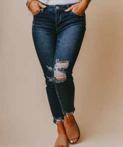 Finch Mid Rise Distressed Skinny Jeans Medium/Dark Wash Bottoms