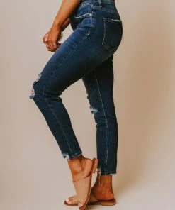 Finch Mid Rise Distressed Skinny Jeans Medium/Dark Wash Bottoms