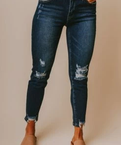 Finch Mid Rise Distressed Skinny Jeans Medium/Dark Wash Bottoms