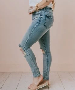 Jeans Bottoms Wyatt Busted Knee Skinny Jean