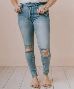 Jeans Bottoms Wyatt Busted Knee Skinny Jean