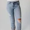 Jen Cuffed Distressed Jeans Bottoms
