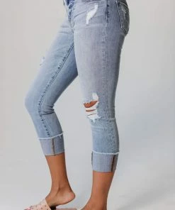 Jen Cuffed Distressed Jeans Bottoms 11 Jen Cuffed Distressed Jeans Bottoms