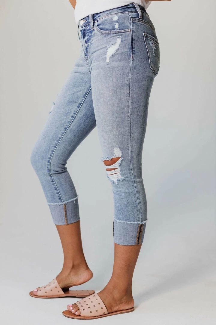 Jen Cuffed Distressed Jeans Bottoms 6 Jen Cuffed Distressed Jeans Bottoms