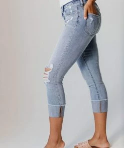 Jen Cuffed Distressed Jeans Bottoms 10 Jen Cuffed Distressed Jeans Bottoms