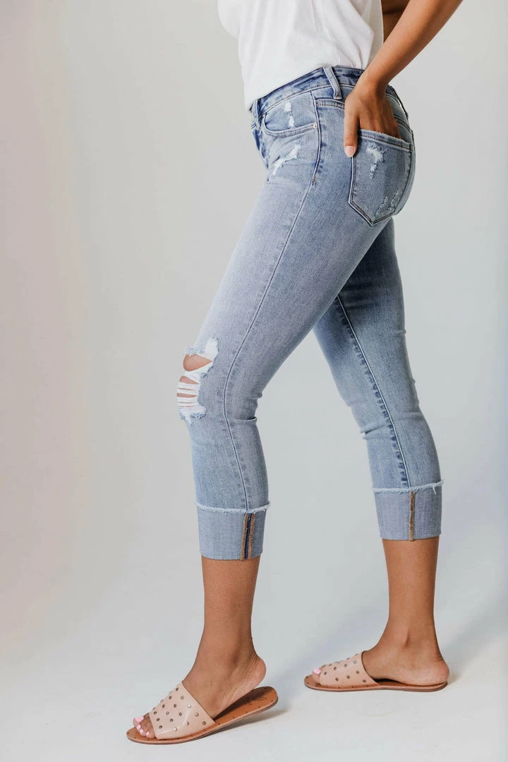 Jen Cuffed Distressed Jeans Bottoms 5 Jen Cuffed Distressed Jeans Bottoms