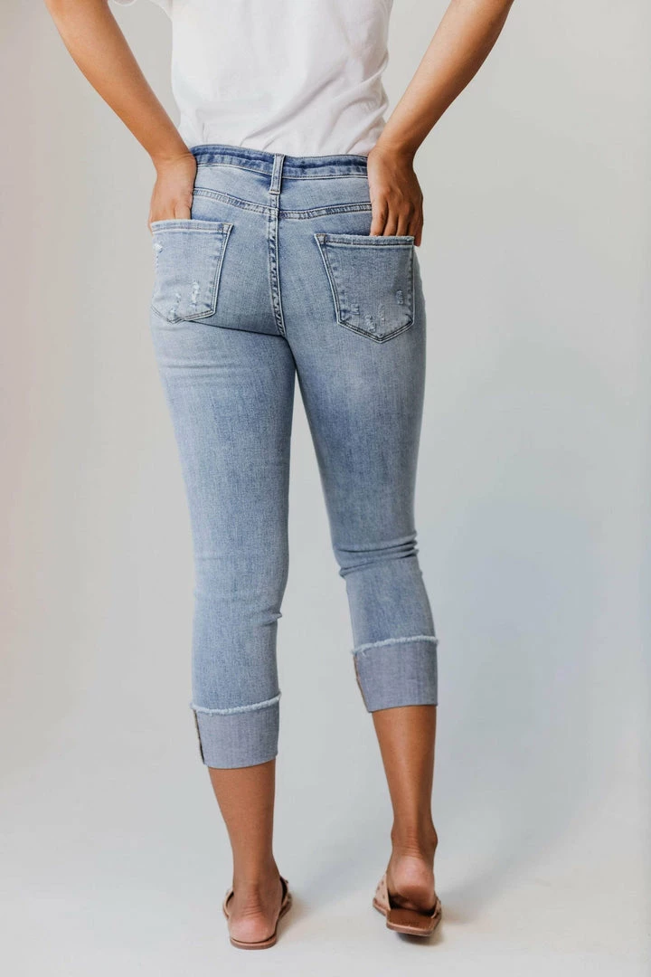 Jen Cuffed Distressed Jeans Bottoms 4 Jen Cuffed Distressed Jeans Bottoms