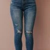 Laurie High Rise Button Fly Skinny Jeans Medium Wash Bottoms
