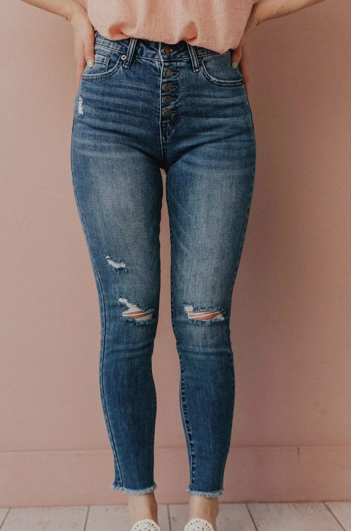 Laurie High Rise Button Fly Skinny Jeans Medium Wash Bottoms 3 Laurie High Rise Button Fly Skinny Jeans Medium Wash Bottoms