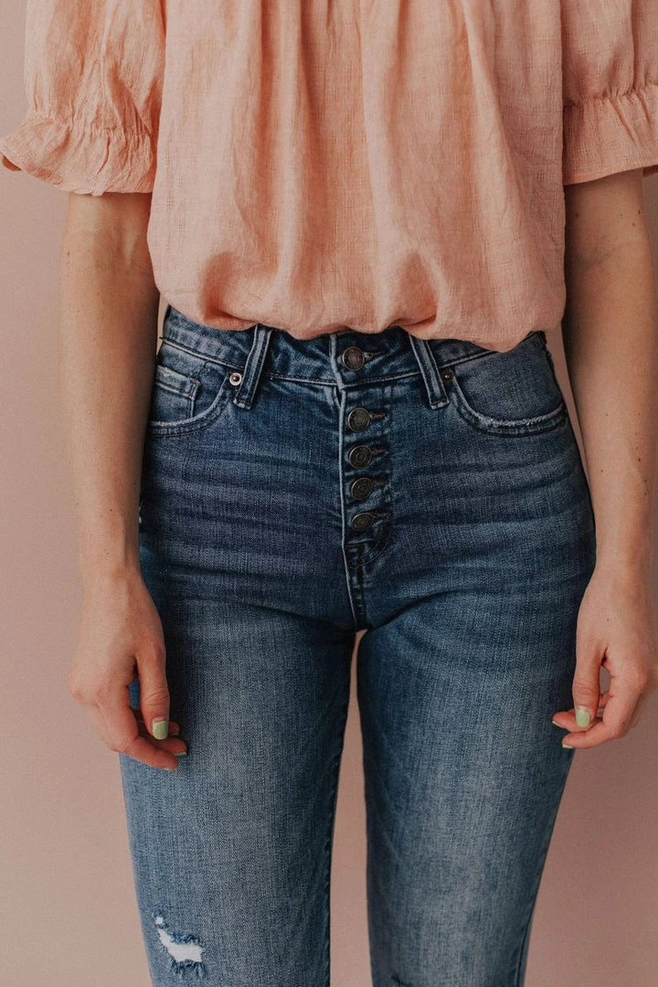 Laurie High Rise Button Fly Skinny Jeans Medium Wash Bottoms 7 Laurie High Rise Button Fly Skinny Jeans Medium Wash Bottoms