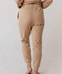 Vendor-unknown Bottoms Miley Flower Embroidered Sweatpants Taupe