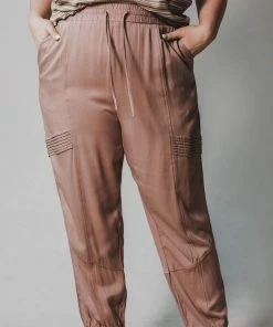 Vendor-unknown Plus Size Ashlyn Moto Joggers Taupe