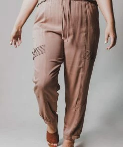 Vendor-unknown Plus Size Ashlyn Moto Joggers Taupe