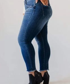 Jeans Bottoms Plus Size Roberta Mid Rise Skinny Jean Medium Dark