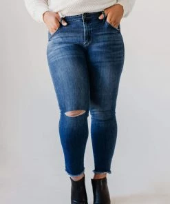 Jeans Bottoms Plus Size Roberta Mid Rise Skinny Jean Medium Dark