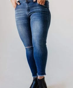 Jeans Bottoms Plus Size Roberta Mid Rise Skinny Jean Medium Dark