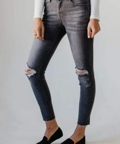Jeans Bottoms Scotty Mid Rise Destroy Skinny Jean Grey