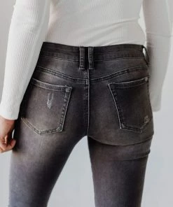 Jeans Bottoms Scotty Mid Rise Destroy Skinny Jean Grey